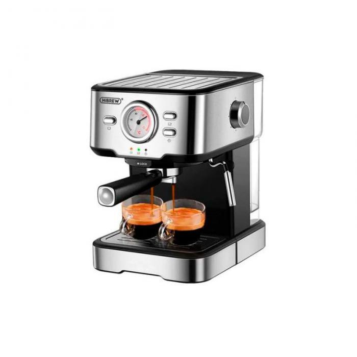 Рожковая кофеварка эспрессо бойлерная ручная с капучинатором Hibrew CM5403 серебристая - фото 1 - id-p226256281
