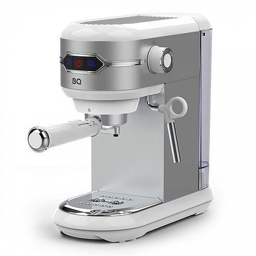 Рожковая кофеварка помповая эспрессо ручная с капучинатором BQ CM3001 серебро/белый - фото 1 - id-p226256363