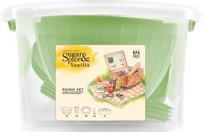 Набор посуды для пикника кемпинга туризма SUGAR&SPICE SE181212050 комплект пластиковый туристический походный - фото 1 - id-p226333828