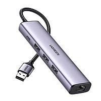 Хаб Ugreen CM475 USB3.0 to 3xUSB3.0 +RJ45 Grey 60554