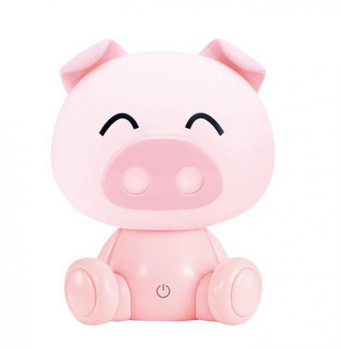 Детская настольная лампа CAMELION KD-891 C14 розовый LED светодиодный светильник свинка - фото 1 - id-p226168578