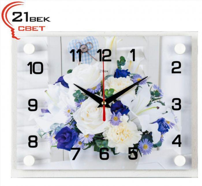 Часы настенные интерьерные бесшумные стильные прямоугольные на стену для спальни зала картина Цветы - фото 1 - id-p226168593