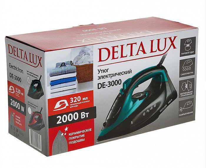 Бытовой домашний утюг DELTA LUX DE-3000 черный с бирюзовым - фото 4 - id-p226168608