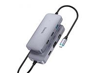 Хаб USB Hoco HB33 Easy HDTV/PD/USB3.0/2xUSB2.0/SD/TF/RJ45/VGA/AUX + кабель Type-C Grey 6931474791337