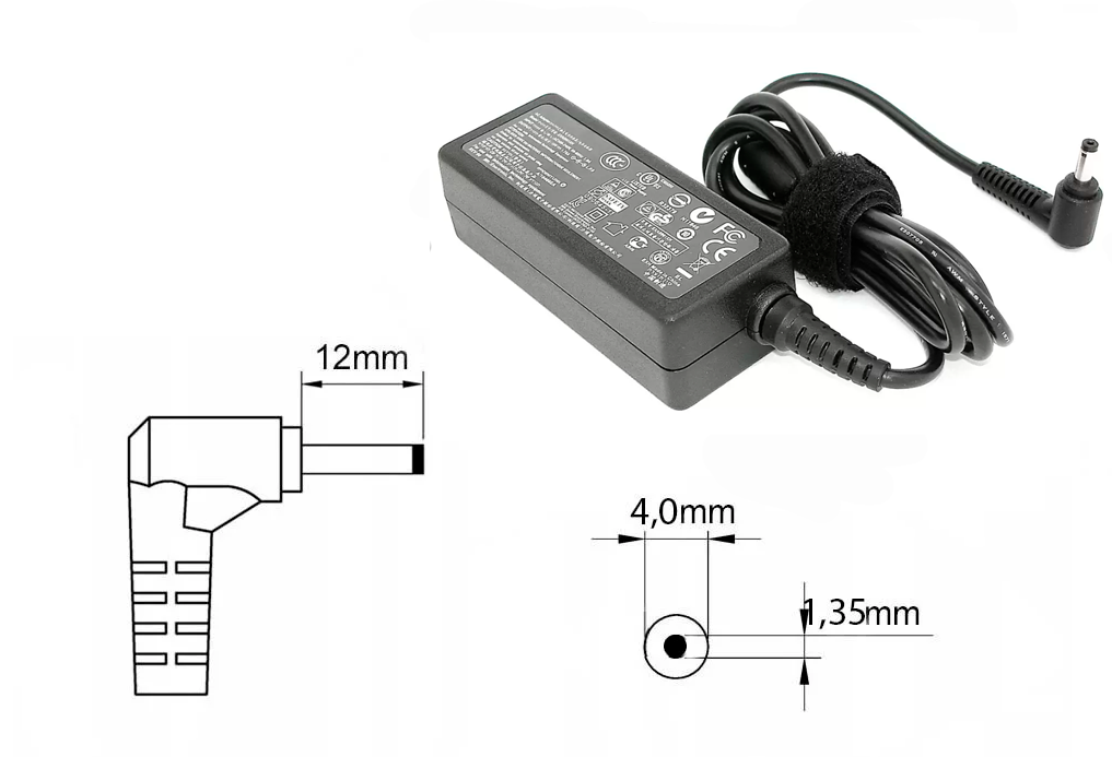 Оригинальная зарядка (блок питания) для ноутбука Asus VivoBook E203, E402, E406, 33W, штекер 4.0x1.35 мм - фото 1 - id-p226369856
