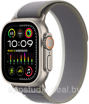 Apple Watch Ultra 2 LTE 49 мм (титановый корпус, титановый/серо-зеленый, нейлоновый ремешок) MRF43