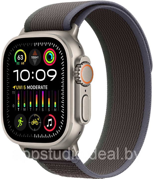 Apple Watch Ultra 2 LTE 49 мм (титановый корпус, титановый/черно-синий, нейлоновый ремешок) MRF63 - фото 1 - id-p226369933
