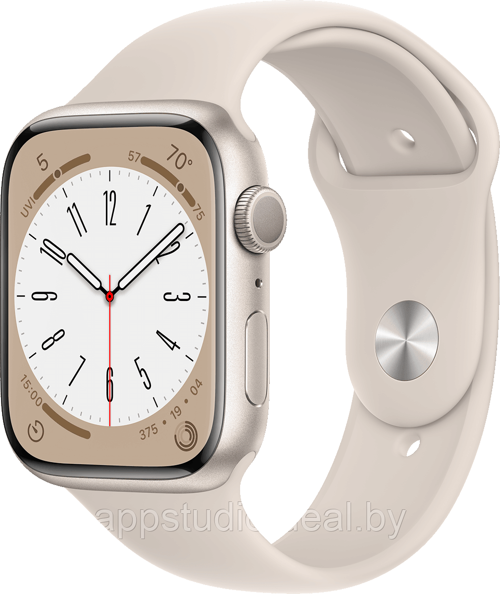 Apple Watch Series 8 41мм, алюминий цвета «сияющая звезда», ремешок цвета «сияющая звезда», MNP63 - фото 1 - id-p226370023