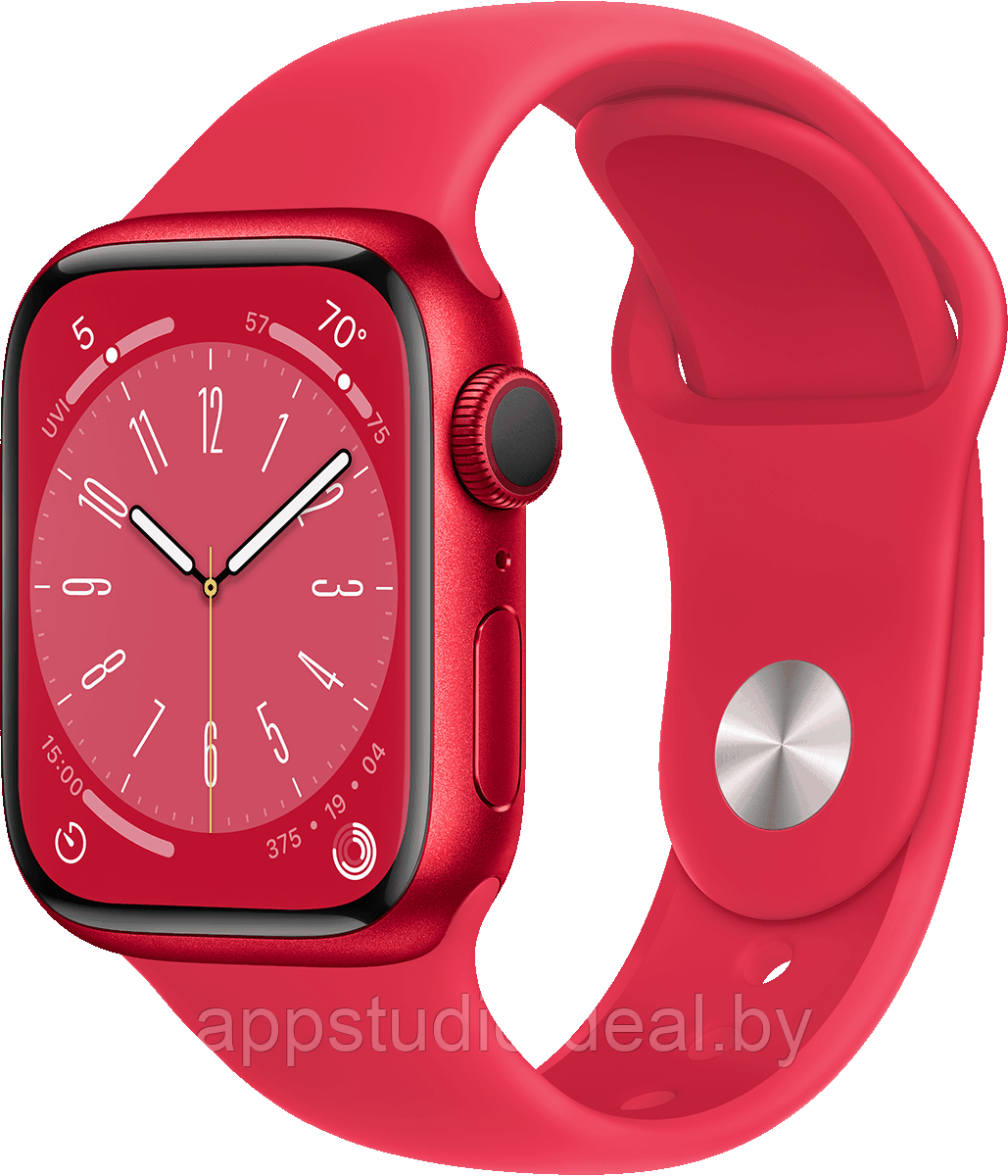 Apple Watch Series 8 45мм, алюминий цвета алюминиевый корпус, красный/красный, спортивный силиконовый ремешок, - фото 1 - id-p226370025
