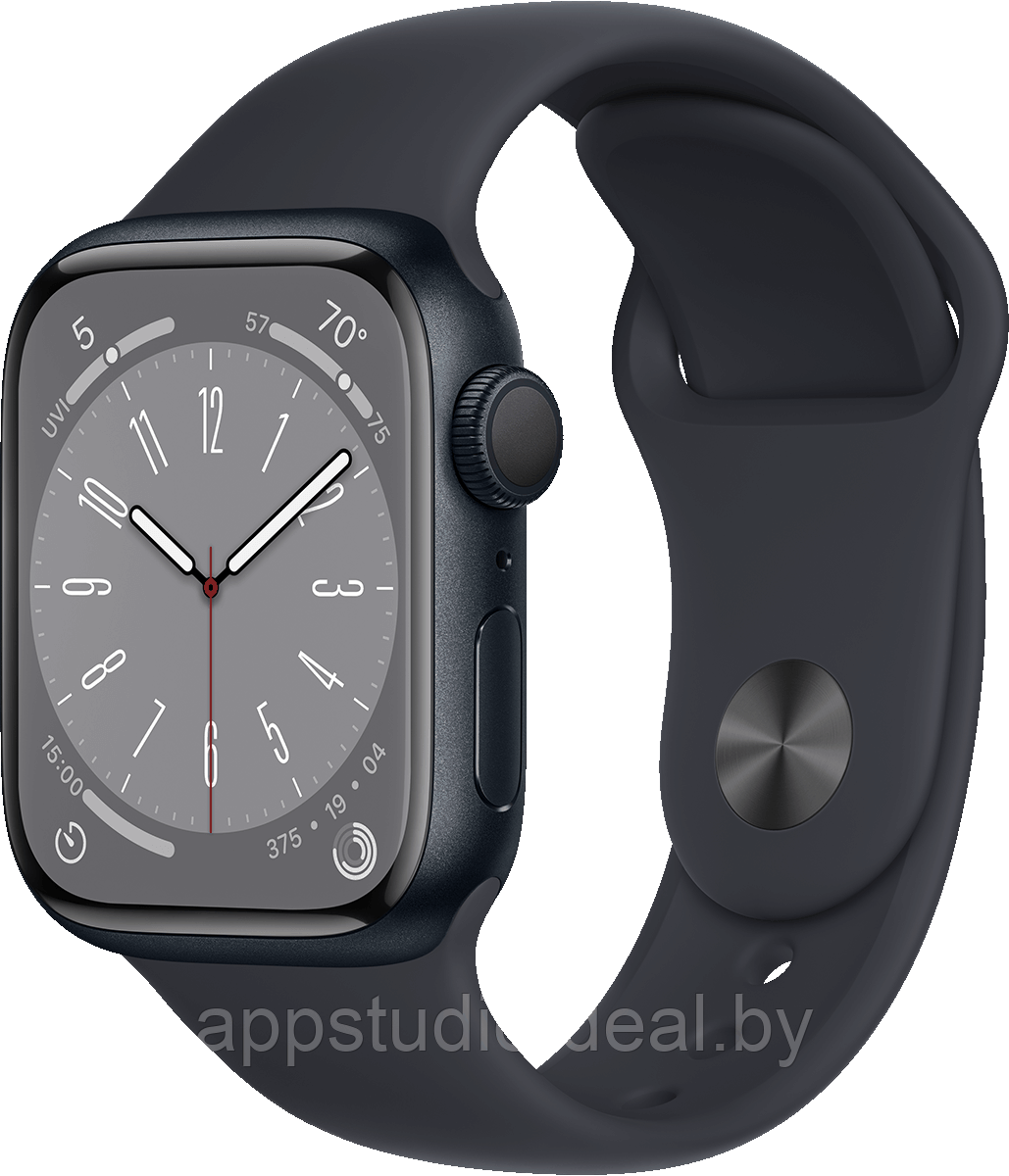 Apple Watch Series 8 41мм, алюминий цвета «тёмная ночь», ремешок цвета «тёмная ночь», MNP53 - фото 1 - id-p226370027