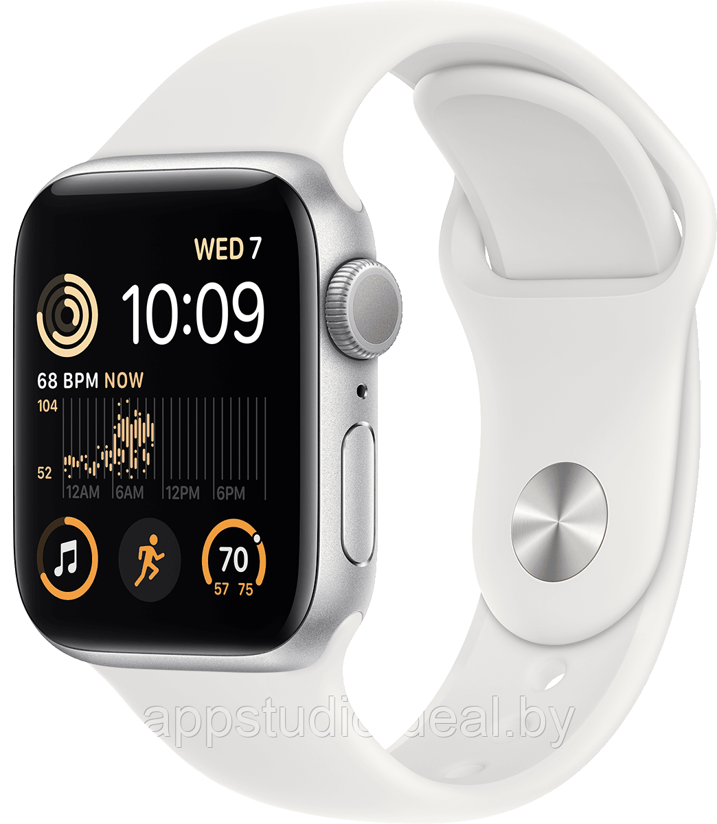 Apple Watch SE 2 44мм, алюминий цвета «серебристый», ремешок цвета «белый», MNK23 - фото 1 - id-p226370087