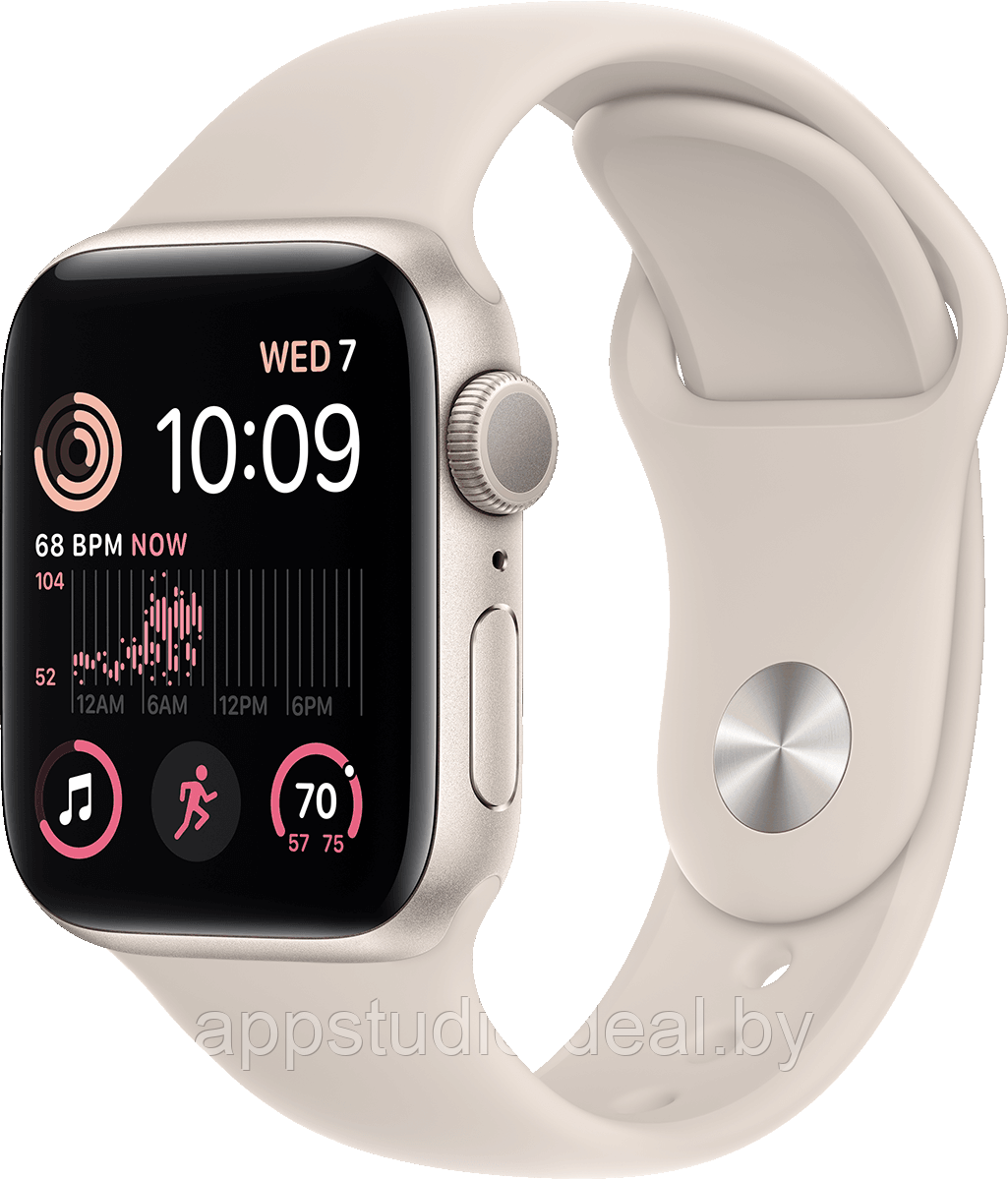 Apple Watch SE 2 44мм, алюминий цвета «сияющая звезда», ремешок цвета «сияющая звезда», MNJX3 - фото 1 - id-p226370088
