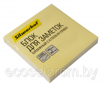 Блок самоклеящийся бумажный Silwerhof 682156-05 76x76мм 100лист. 75г/м2 пастель желтый - фото 1 - id-p226374113
