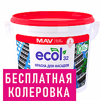 Краска ВД-АК-1032 белая ECOL 32 фасадная 11,0 л (14,0 кг) NEW