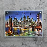 Часы-картина настенные, серия: Город, "Ночной город и архитектура", 25х35 см
