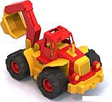 Игрушечный транспорт Нордпласт Трактор Богатырь с ковшом 98 (красный/желтый), фото 4