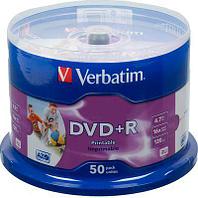 Оптический диск DVD+R VERBATIM 4.7Гб 16x, 50шт., cake box, printable [43512]