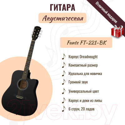 Акустическая гитара Fante FT-221-BK - фото 8 - id-p211802204