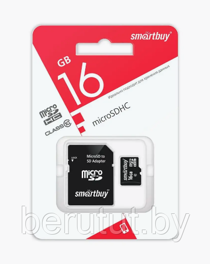 Карта памяти microSDHC Class 10 16GB Smartbuy - фото 1 - id-p226386707