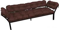 Садовый диван M-Group Дачный с подлокотниками 12170605 (коричневая подушка)