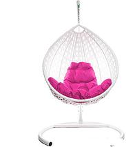 Подвесное кресло M-Group Капля Люкс 11030108 (белый ротанг/розовая подушка), фото 3