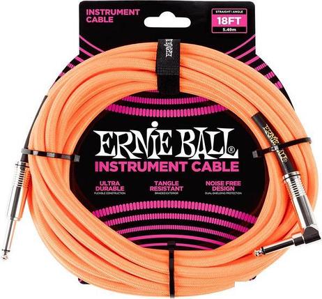 Гитарный кабель Ernie Ball P06084 6.3 мм - 6.3 мм (5.49 м, неоновый оранжевый), фото 2