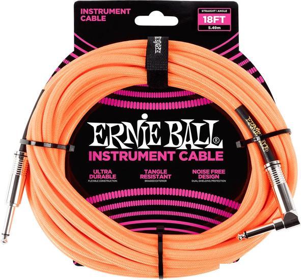 Гитарный кабель Ernie Ball P06084 6.3 мм - 6.3 мм (5.49 м, неоновый оранжевый) - фото 1 - id-p226143409
