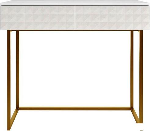 Консольный стол Shtabe Simple 7011 эко (травертин/белый/золото), фото 2