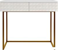 Консольный стол Shtabe Simple 7011 эко (травертин/белый/золото)