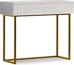 Консольный стол Shtabe Simple 7011 эко (травертин/белый/золото), фото 2