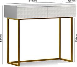Консольный стол Shtabe Simple 7011 эко (травертин/белый/золото), фото 3
