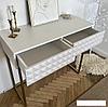 Консольный стол Shtabe Simple 7011 эко (травертин/белый/золото), фото 4