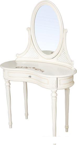 Туалетный столик с зеркалом ГрандМодерн С деколью 89x40x142 (ваниль)