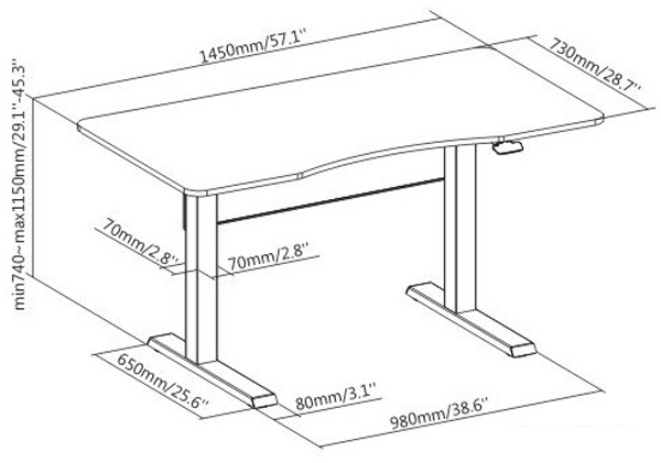 Стол для работы стоя ErgoSmart Air Desk (черный) - фото 9 - id-p224853155