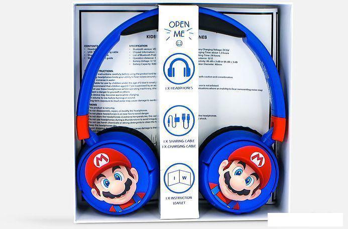 Наушники OTL Technologies Super Mario Blue Kids Wireless SM1001 - фото 7 - id-p226143578