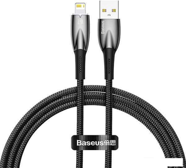 Кабель Baseus Glimmer Series Fast Charging Data Cable USB Type-A - Lightning 2.4A CADH000201 (1 м, ч - фото 1 - id-p226279396