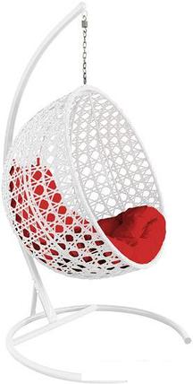 Подвесное кресло M-Group Круг Люкс 11060106 (белый ротанг/красная подушка), фото 2