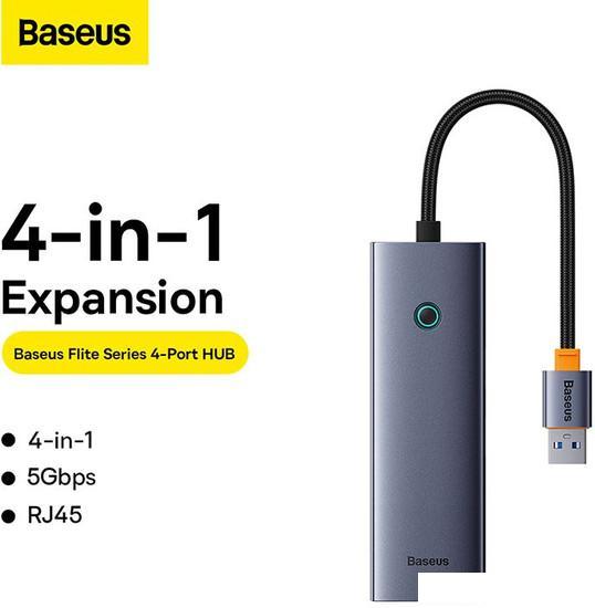 USB-хаб Baseus Flite Series 4-Port USB-A Hub B0005280A813-01 - фото 10 - id-p226279518