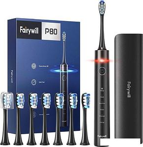 Электрическая зубная щетка Fairywill P80 (черный, 8 насадок)