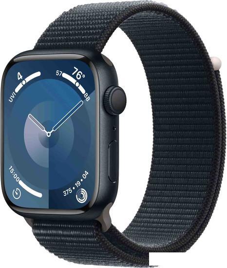 Умные часы Apple Watch Series 9 45 мм (алюминиевый корпус, полуночный/полуночный, нейлоновый ремешок