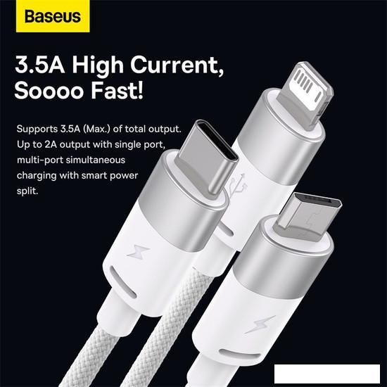 Кабель Baseus One-For-Three Fast Charging Data Cable 3.5A USB Type-A - USB Type-C/microUSB/Lightning - фото 7 - id-p226280043