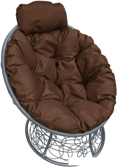 Кресло M-Group Папасан мини 12070305 (серый ротанг/коричневая подушка) - фото 1 - id-p225072197
