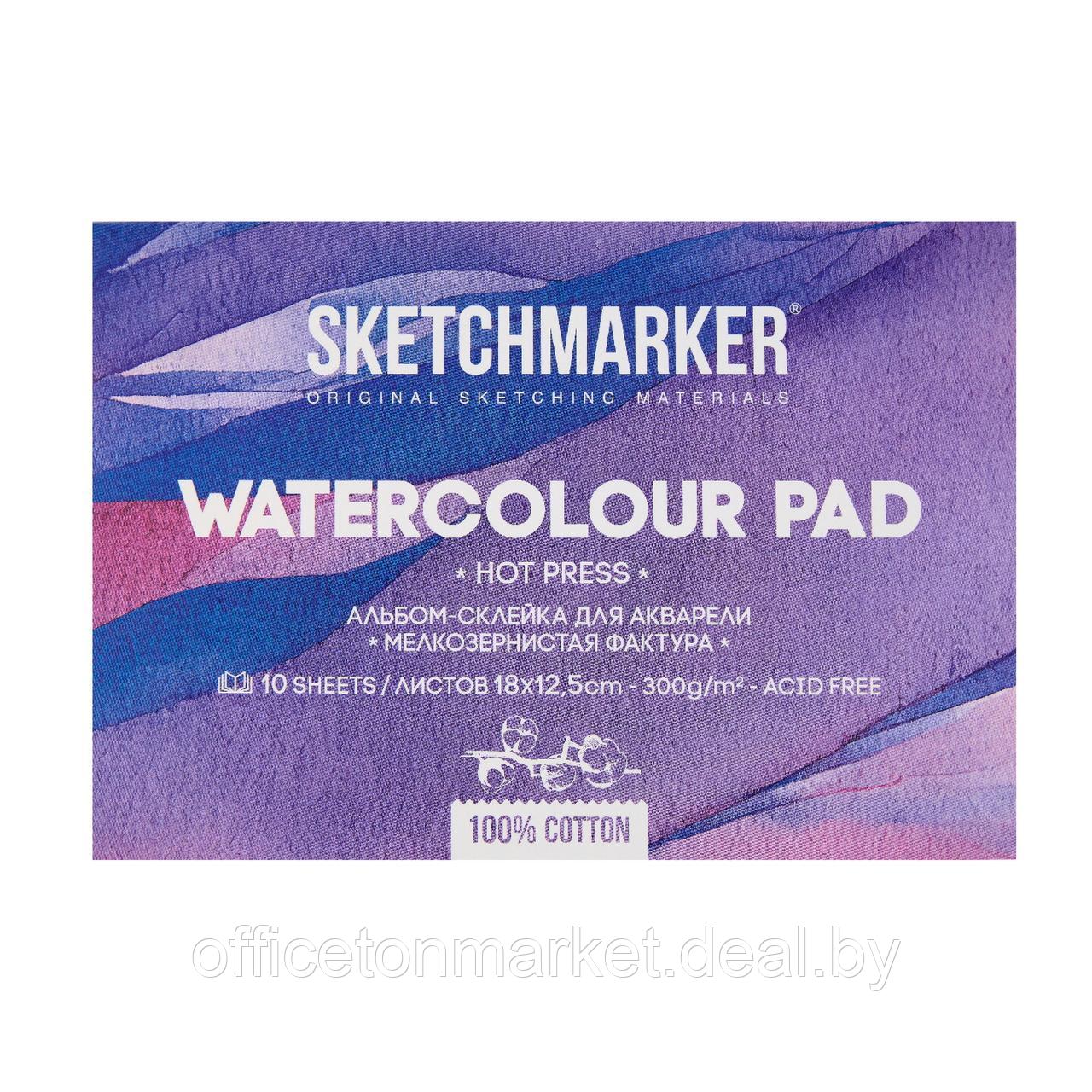 Блок бумаги для акварели "Sketchmarker", А5, 300 г/м2, 10 листов, мелкозернистая - фото 1 - id-p226390431
