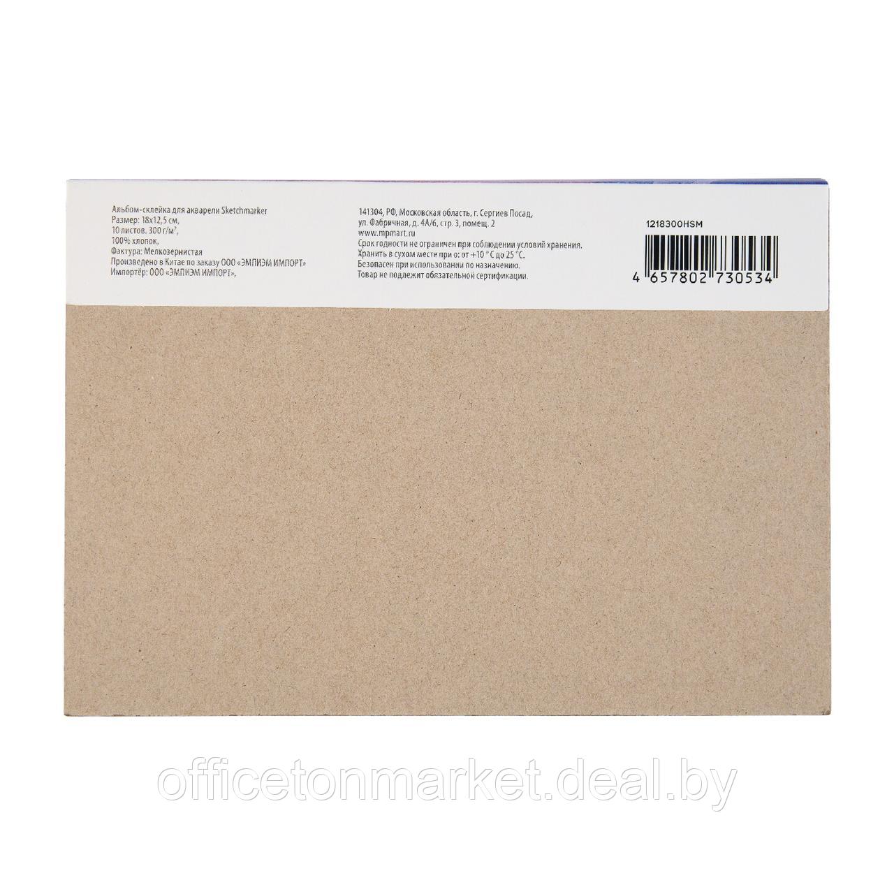 Блок бумаги для акварели "Sketchmarker", А5, 300 г/м2, 10 листов, мелкозернистая - фото 4 - id-p226390431