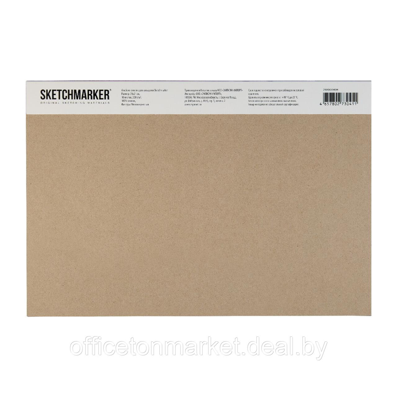 Блок бумаги для акварели "Sketchmarker", А4, 300 г/м2, 10 листов, мелкозернистая - фото 4 - id-p226390434
