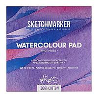 Блок бумаги для акварели "Sketchmarker", 26x26 см, 300 г/м2, 10 листов, мелкозернистая