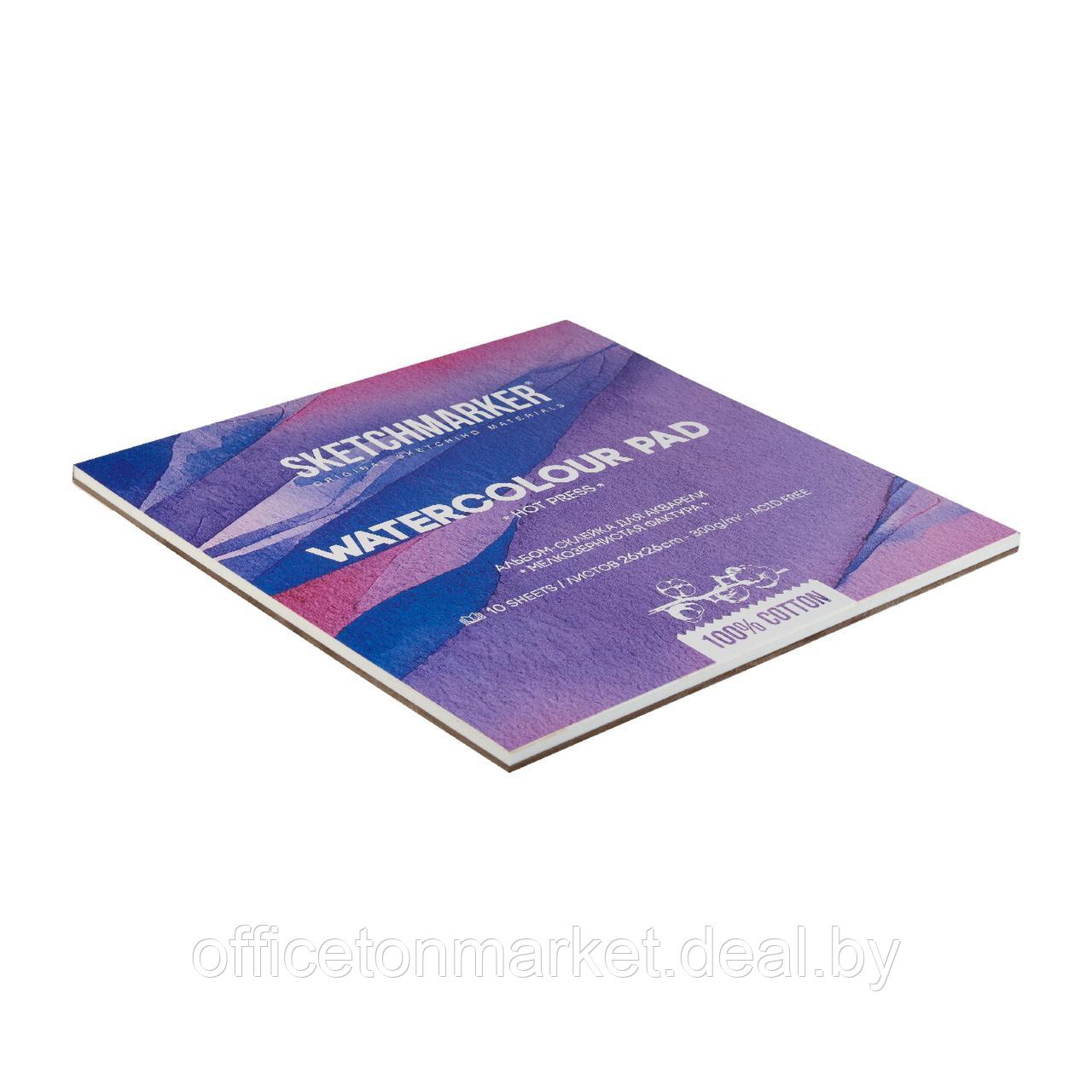 Блок бумаги для акварели "Sketchmarker", 26x26 см, 300 г/м2, 10 листов, мелкозернистая - фото 3 - id-p226390436