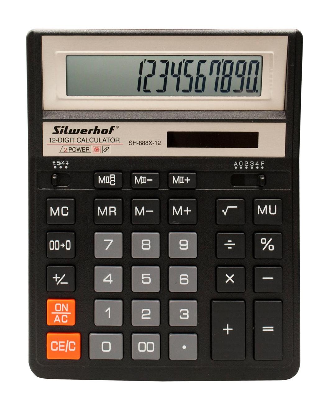 Калькулятор настольный Silwerhof SH-888X-12 черный 12-разр. - фото 1 - id-p226399530