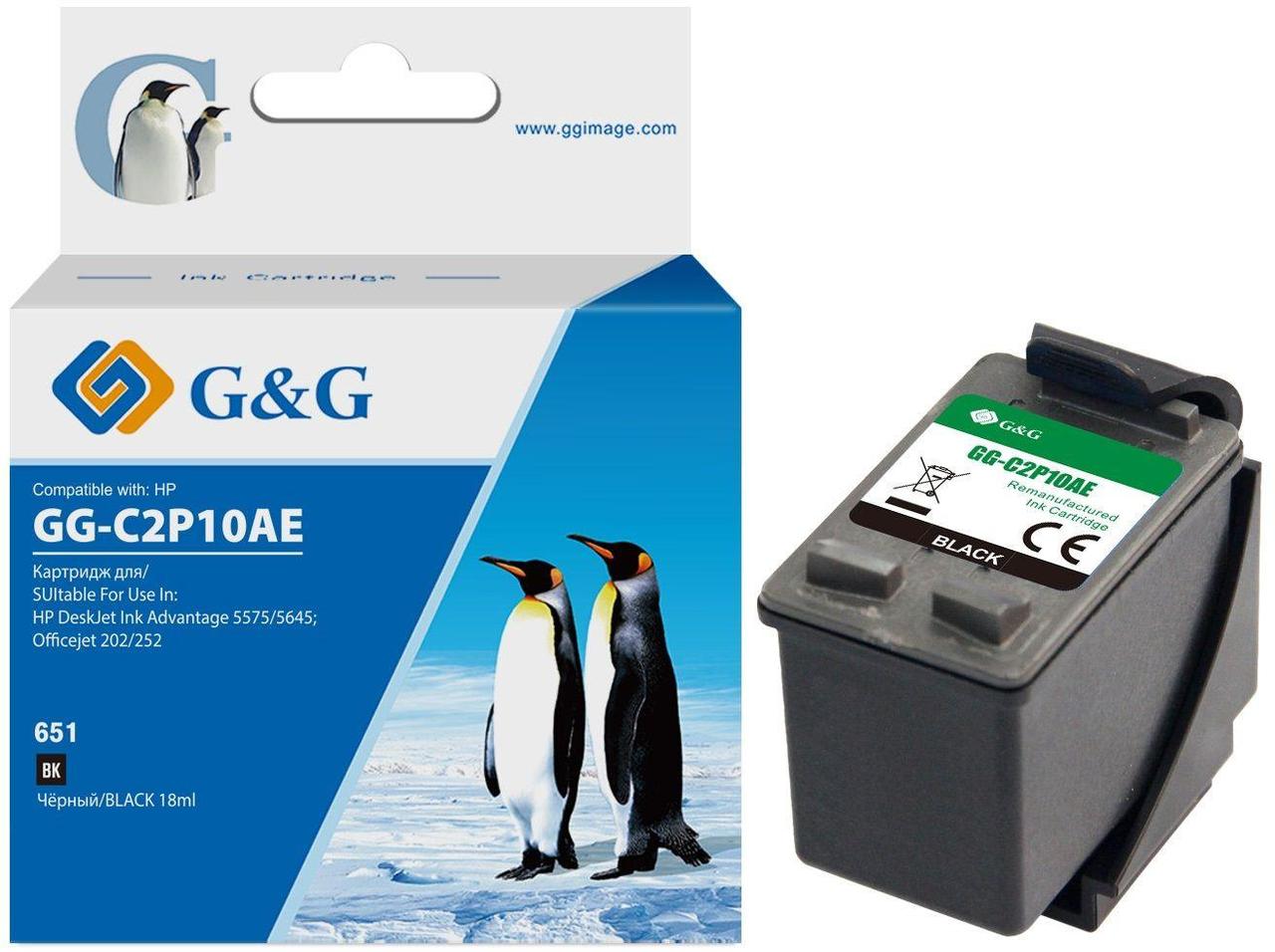 Картридж струйный G&G GG-C2P10AE 651 черный (12мл) для HP DeskJet 5575/5645 - фото 1 - id-p226399563