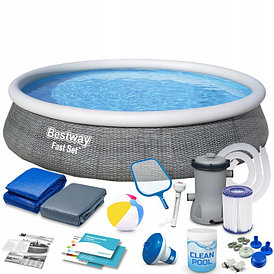 Надувной бассейн Bestway Fast Set с фильтр-насосом 57376-15в1 | 396x84